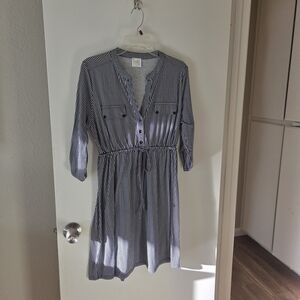 Siren Lily Black and White Striped Midi Dress